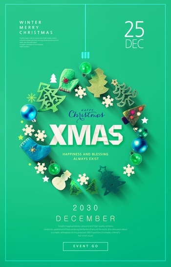 圣诞节XMAS冬季商场促销海报ps素材