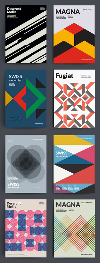 抽象創意幾何海報雜志畫冊封面設計矢量圖
