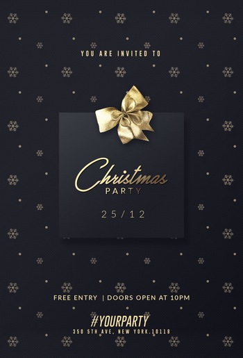 黑色圣诞礼盒新年促销PS海报卡券背景素材