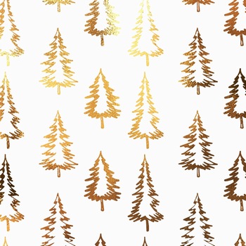 新年圣诞节金色松树背景图案元素包装纹理PS