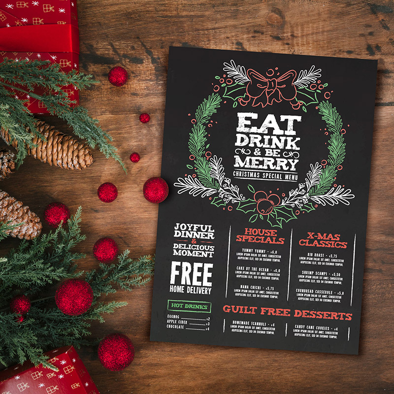 圣诞节西餐厅海报菜单设计矢量素材图片