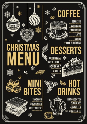 圣诞节主题西餐厅菜单矢量设计图