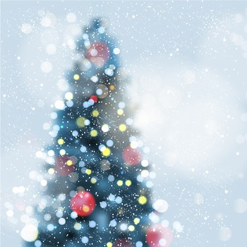 圣诞节雪雾中朦胧的圣诞树矢量背景图片