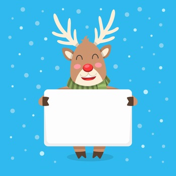 圣诞节麋鹿举着的空白背景板矢量图片