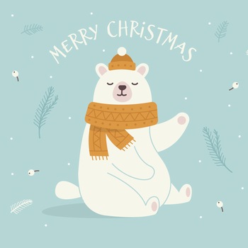 冬季圣诞节北极熊卡通插画矢量素材