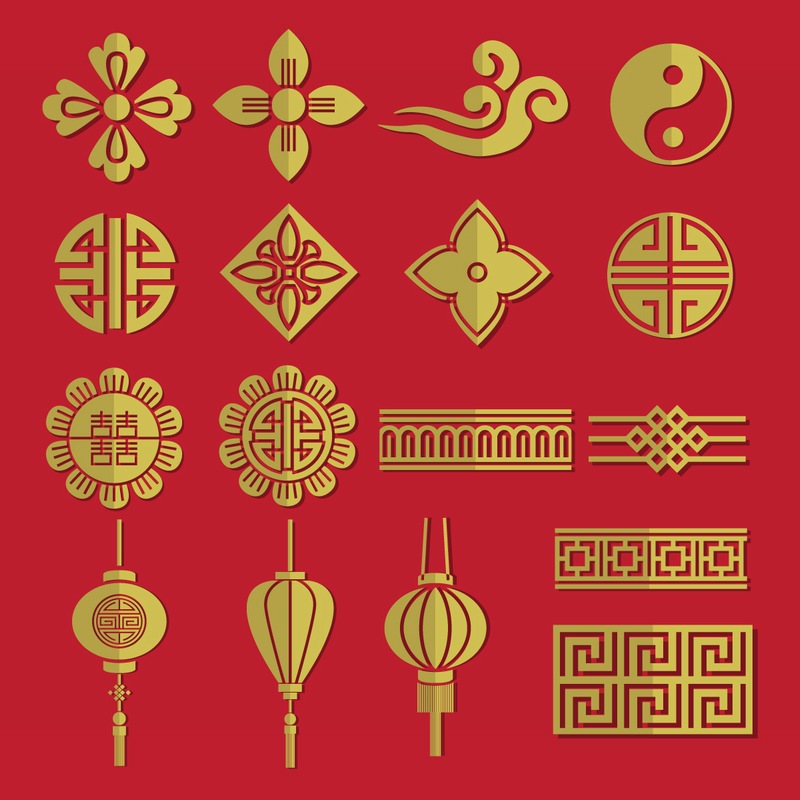 中国风传统图案新年春节矢量元素图集