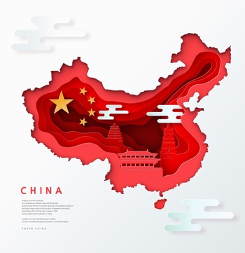 創意中國地圖剪紙矢量圖素材