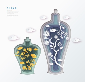 创意中国风花瓶瓷器矢量图素材