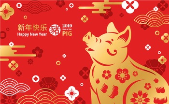 中国风传统新年春节猪年矢量元素图集