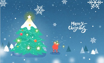 手绘圣诞节圣诞树童话矢量插图插画素材