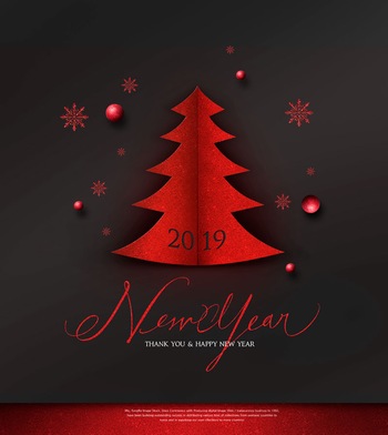红色圣诞树新年祝福ps素材