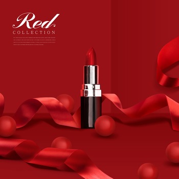 新年中国红电商口红促销礼品设计ps素材