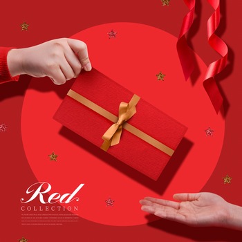 新年中国红电商促销礼品设计ps素材