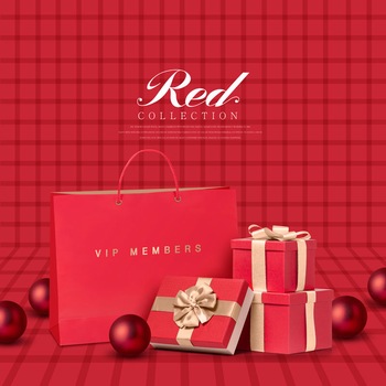 新年中国红电商促销礼品盒设计ps素材