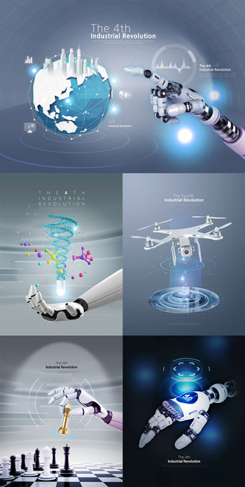 未來人工智能科技機器手ps海報素材