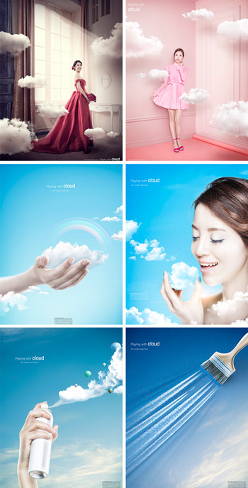 創意云朵廣告海報ps素材模板