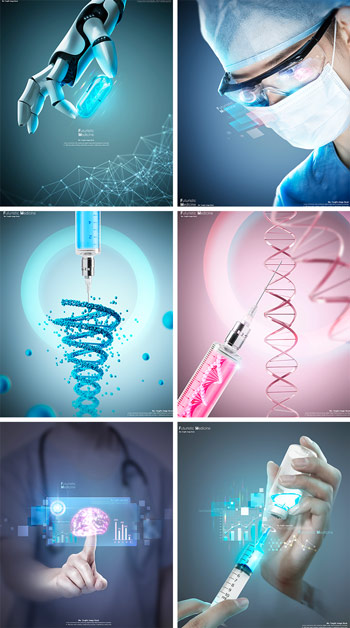 科技感的醫生醫療主題海報設計ps素材