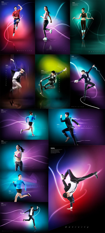 流动渐变炫彩运动健身海报ps图片素材