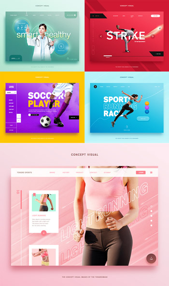运动健康动感色彩网页UI界面设计素材