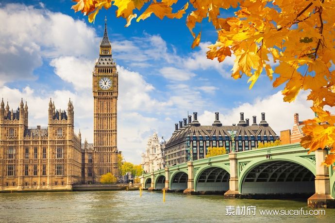 秋季的英国伦敦大本钟