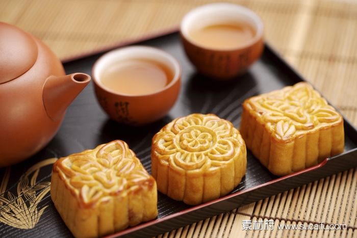 传统节日中秋美食月饼特写照片