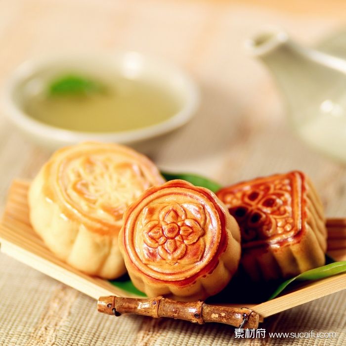 中秋传统节日月饼特写照片