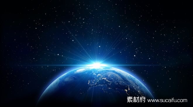 宇宙中的地球一线光芒