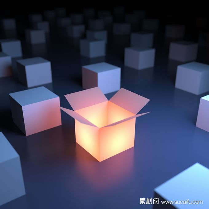 创意空间自发光的方形盒子