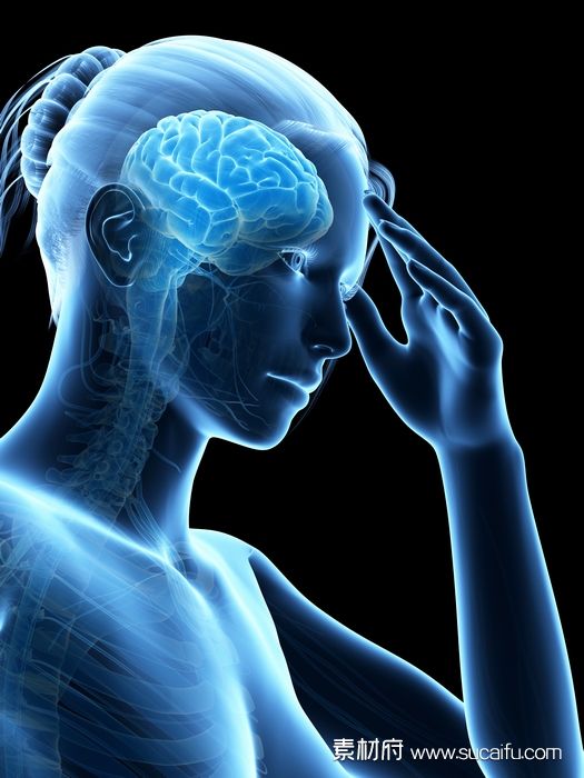 头痛的生物科技人体大脑透视图
