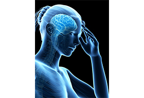 头痛的生物科技人体大脑透视图