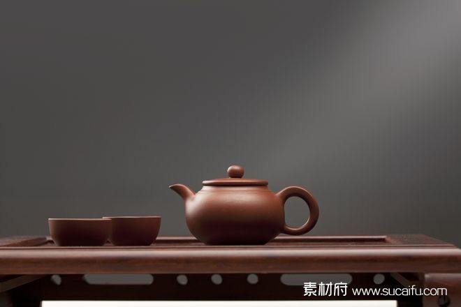 中国传统茶壶茶杯特写照片
