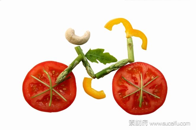 创意蔬菜拼图自行车