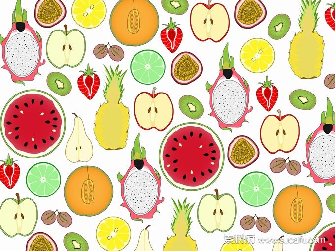 画满各种水果的插画