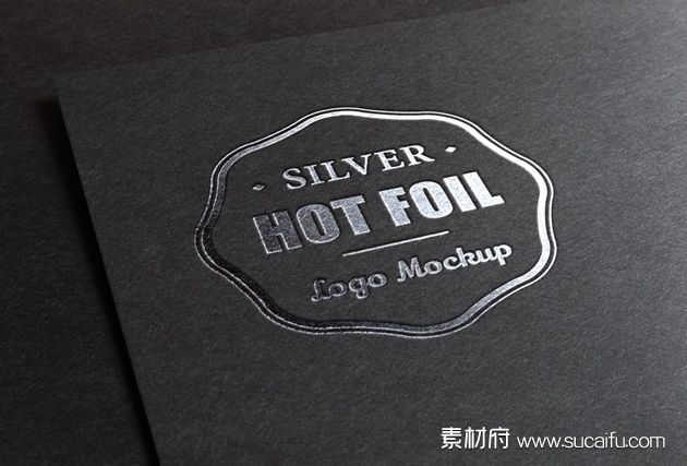 黑卡纸上的烫银logo展示模板
