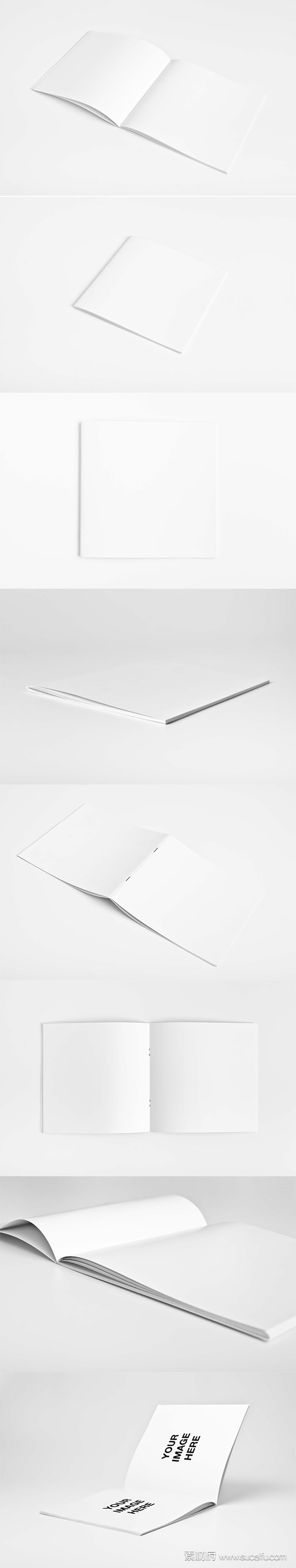 一套空白方形画册展示模板PSD分层文件
